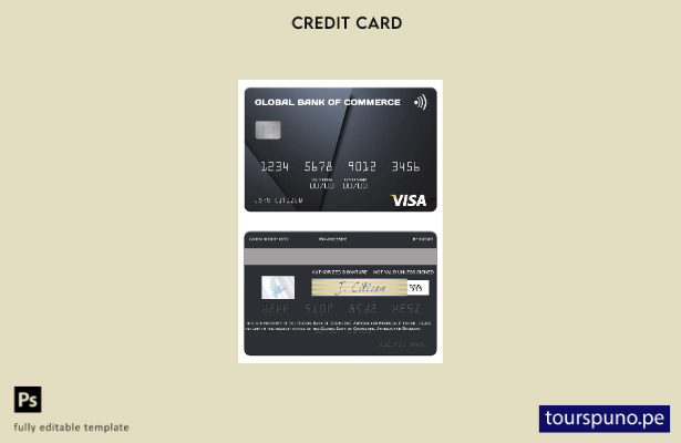 lista para imprimir plantilla de tarjeta visa del Global Bank of Commerce de Ant